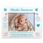 Personalised Baby Boy Photo Frame With Birth Details Elephant