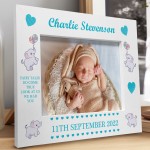 Personalised Baby Boy Photo Frame With Birth Details Elephant