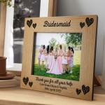 Personalised Gift For Bridesmaid Photo Frame Thank You Gift