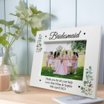 Personalised Gift For Bridesmaid White Photo Frame Thank You