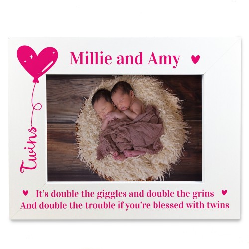 TWINS Photo Frame Personalised New Baby Gift Baby Shower Gift