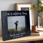 Personalised Wedding Gift Black Photo Frame For Wedding Day