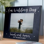 Personalised Wedding Gift Black Photo Frame For Wedding Day