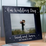 Personalised Wedding Gift Black Photo Frame For Wedding Day