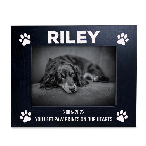 Personalised Pet Photo Frame Black Wood Gift Dog Puppy Memorial