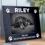 Personalised Pet Photo Frame Black Wood Gift Dog Puppy Memorial