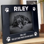 Personalised Pet Photo Frame Black Wood Gift Dog Puppy Memorial