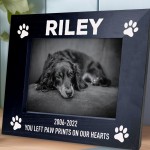 Personalised Pet Photo Frame Black Wood Gift Dog Puppy Memorial