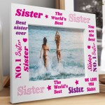 Worlds Best Sister Wooden Photo Frame Sister Gifts Novelty