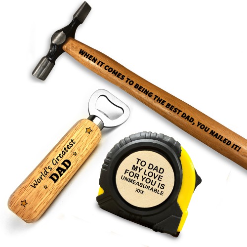 Fathers Day Gift For Dad Engraved Hammer DIY Tools Gift Set