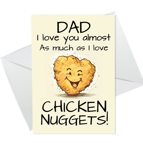 Funny Happy Father's Day Card Chicken Nugget Theme Funny