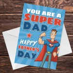 SUPER DAD Superhero Fathers Day Card From Daughter Son Funny