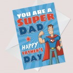 SUPER DAD Superhero Fathers Day Card From Daughter Son Funny