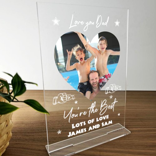 Personalised Fathers Day Dad Daddy Gift Fist Bump Photo Plaque