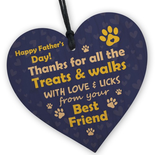 Fathers Day Funny Gifts From The Dog Novelty Wooden Heart