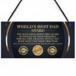 BEST DAD AWARD Dad Sign Fathers Day Gift From Daughter Son