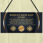 BEST DAD AWARD Dad Sign Fathers Day Gift From Daughter Son