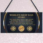 BEST DAD AWARD Dad Sign Fathers Day Gift From Daughter Son