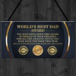 BEST DAD AWARD Dad Sign Fathers Day Gift From Daughter Son