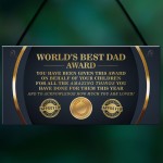 BEST DAD AWARD Dad Sign Fathers Day Gift From Daughter Son