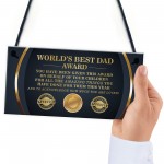 BEST DAD AWARD Dad Sign Fathers Day Gift From Daughter Son