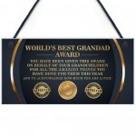 BEST GRANDAD AWARD Grandad Sign Fathers Day Gift From Grandchild