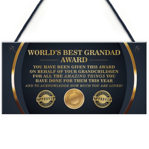 BEST GRANDAD AWARD Grandad Sign Fathers Day Gift From Grandchild