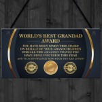 BEST GRANDAD AWARD Grandad Sign Fathers Day Gift From Grandchild