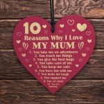 Reasons Why I LOVE My Mum Wood Heart Mum Christmas Birthday Gift