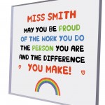 Personalised Teacher Gifts Thank You End Of School Nursery Sign