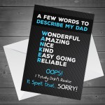 Words To Describe My Dad Funny Fathers Day Birthday Card