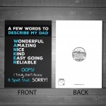 Words To Describe My Dad Funny Fathers Day Birthday Card