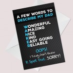 Words To Describe My Dad Funny Fathers Day Birthday Card