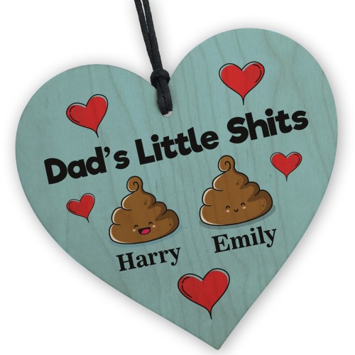 Personalised Funny Dad Gift Wooden Heart Fathers Day Birthday