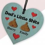 Personalised Funny Dad Gift Wooden Heart Fathers Day Birthday