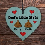 Personalised Funny Dad Gift Wooden Heart Fathers Day Birthday