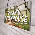 Novelty Greenhouse Sign Garden Sign PERSONALISED Summerhouse