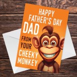 Funny Fathers Day Cheeky Monkey Card From Daughter Son Novelty