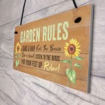 Garden Rules Hanging Plaque Backyard Sign Shed Sign Garden Gift