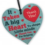 Teacher Wood Heart Gift Thank You Nursery Teacher TA Teaching 