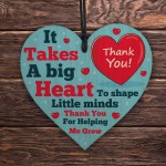 Teacher Wood Heart Gift Thank You Nursery Teacher TA Teaching 