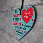 Teacher Wood Heart Gift Thank You Nursery Teacher TA Teaching 