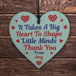 Personalised Teacher Gift Wood Heart Novelty Thank You Gift