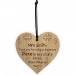 Thank You Piece In My Story Gift For Teacher Personalised Heart