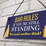 Bar Rules Sign For Home Bar Man Cave Funny Alcohol Sign