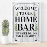 Funny Home Bar Sign Welcome Hanging Wall Plaque Gin Beer Vodka