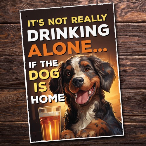 Funny Dog Drinking Hanging Wall Sign Pub Man Cave Home Bar Sign