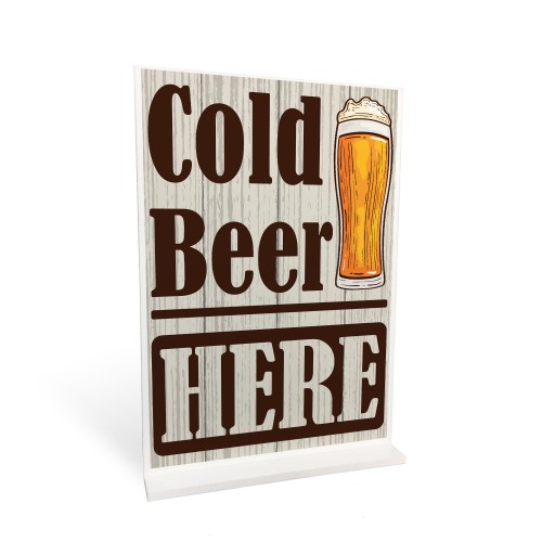 COLD BEER HERE Standing Plaque Home Bar Sign Beer Alcohol Gift