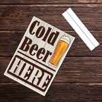 COLD BEER HERE Standing Plaque Home Bar Sign Beer Alcohol Gift