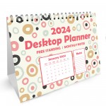 2024 Desktop Planner Calendar Spiral Bound Planner for Desk